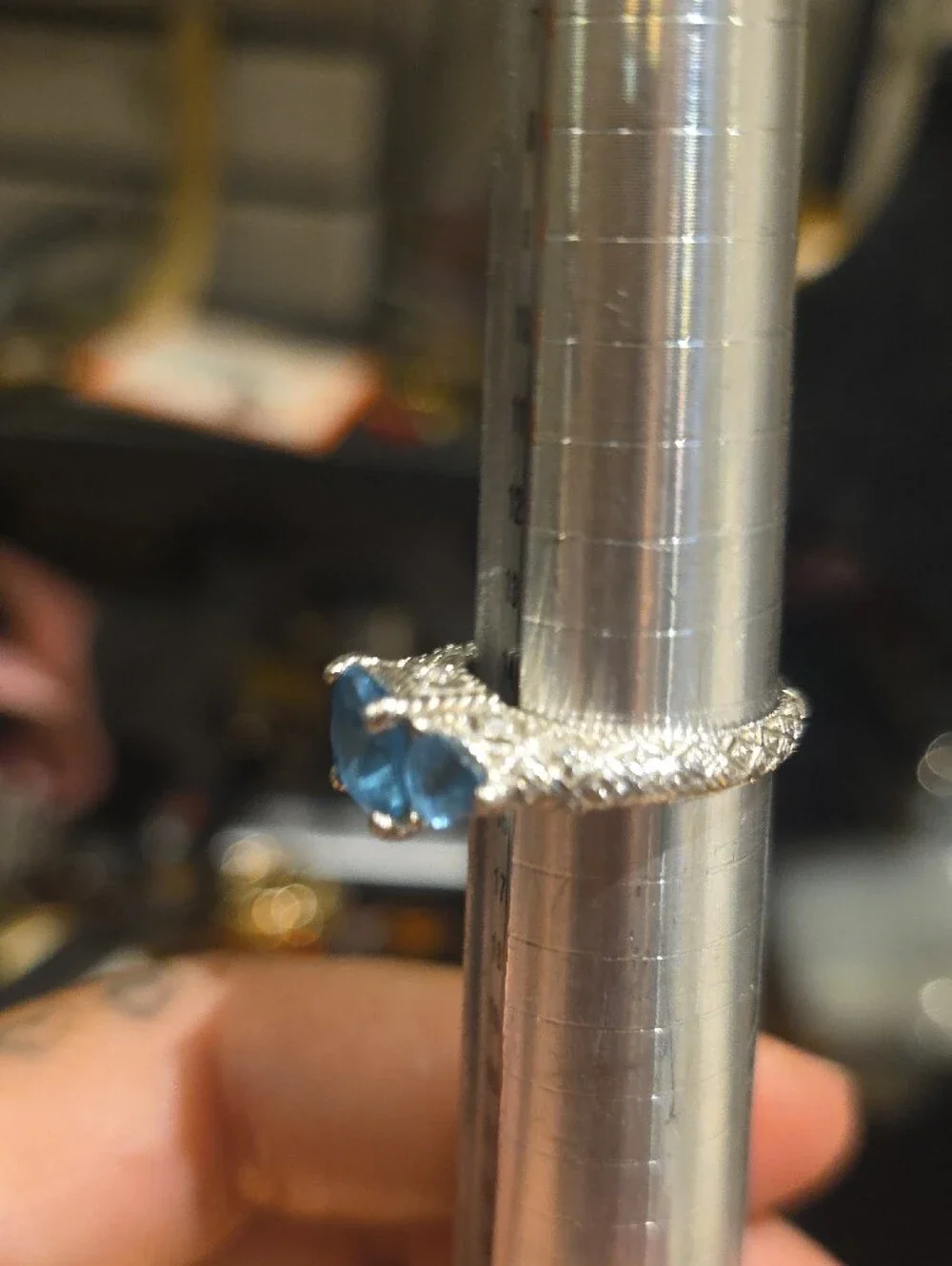 Judith Ripka Blue Three-Stone Silver Ring